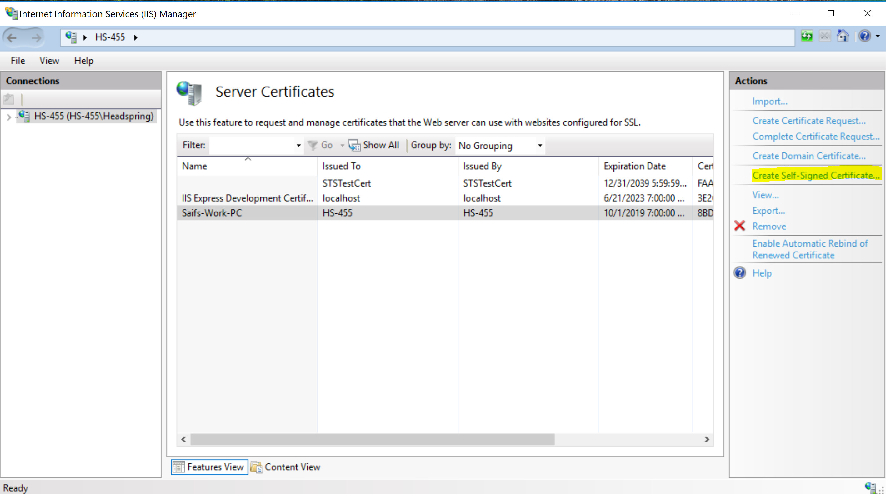 Self-Signed Certificate