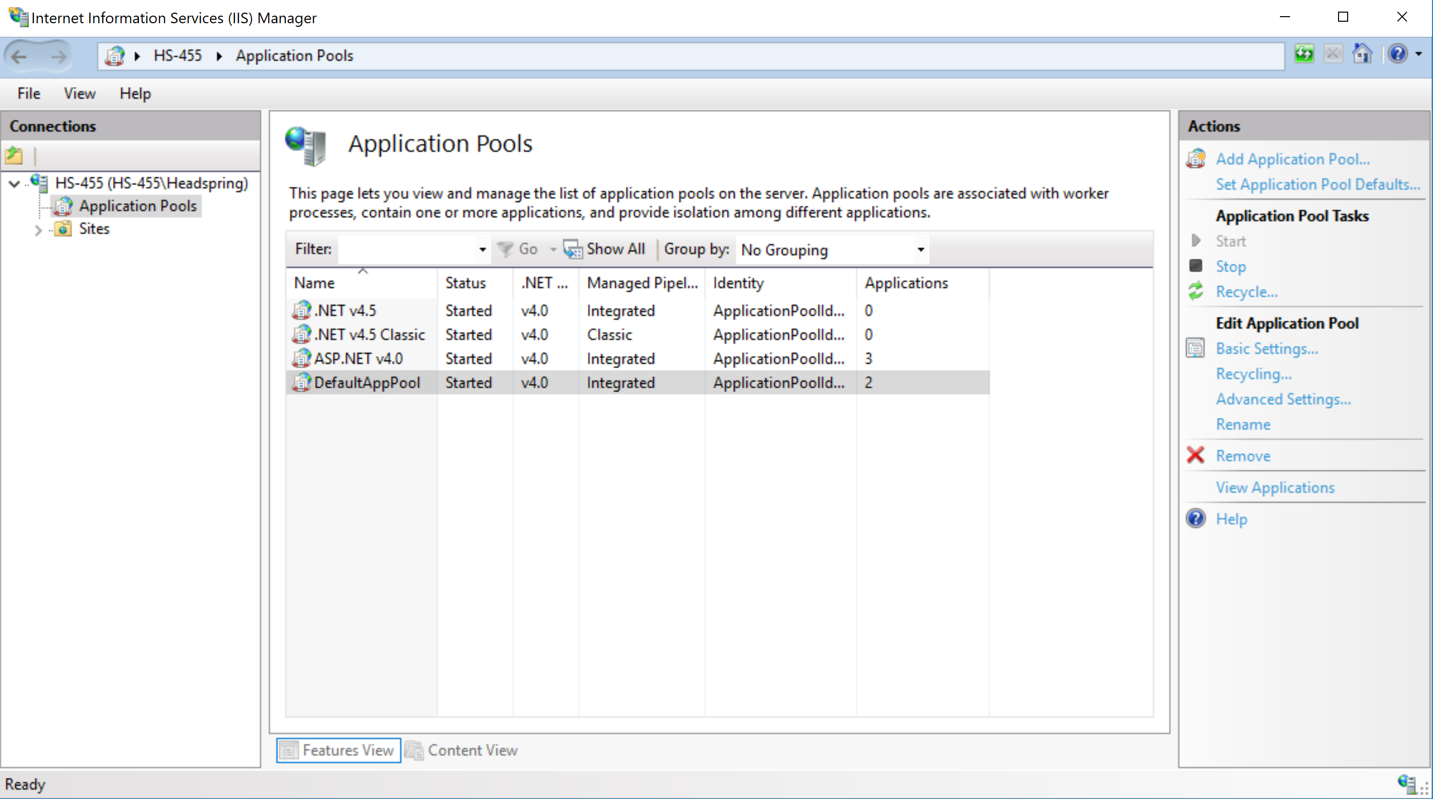 Application Pools